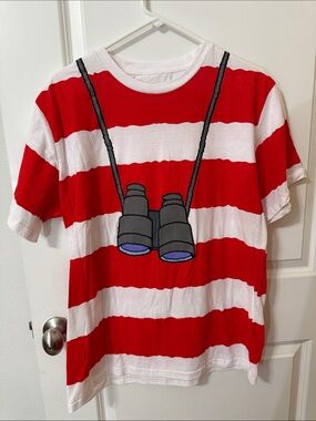 MAD Engine Red & White Striped Where's Waldo? Graphic Tee